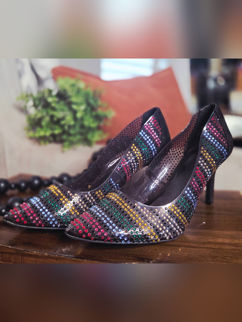 INC International Concepts Multicolor Crystal Studs Heels